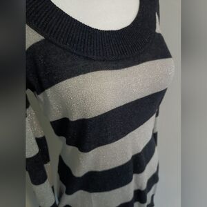 H&M Black and Gray Striped Sweater